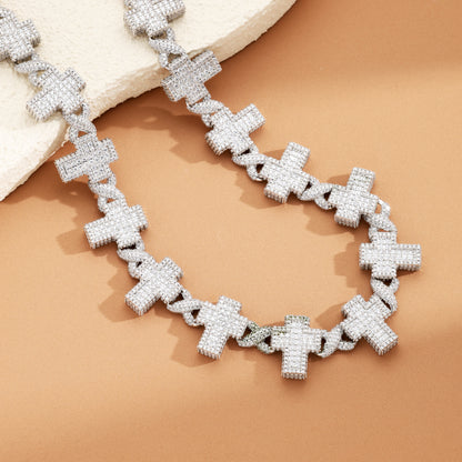 16MM Baguette Infinity Link Chain White Gold