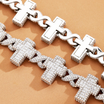 16MM Baguette Infinity Link Chain White Gold