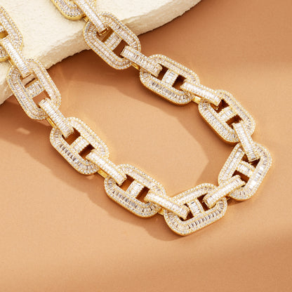 15MM Baguette Miami Cuban Link Chain 18K Gold