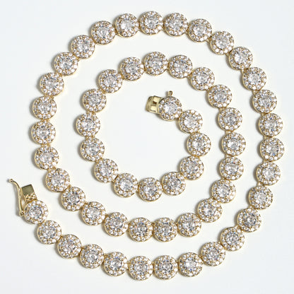 8mm Iced Out  Round Cluster Chain