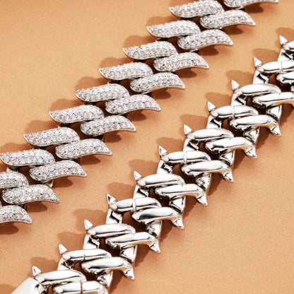 17MM Mustache Choker Miami Cuban Link Chain White Gold