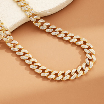 12MM Ice Out Cuban Link Chain 18K Gold