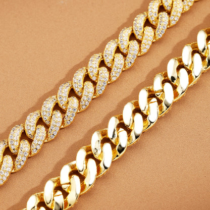 9MM Ice Out Cuban Link Chain 18K Gold