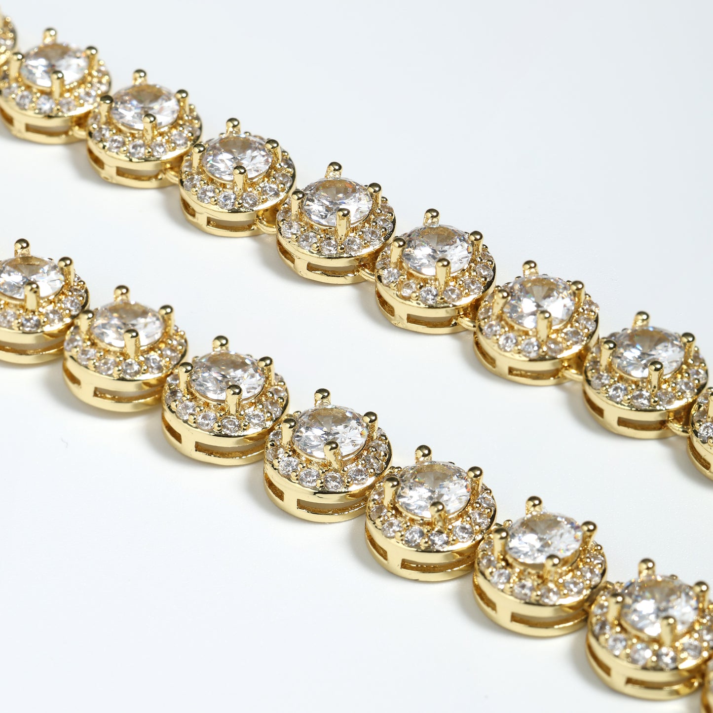 8mm Iced Out  Round Cluster Chain