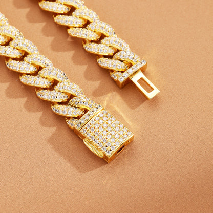 9MM Ice Out Cuban Link Chain 18K Gold