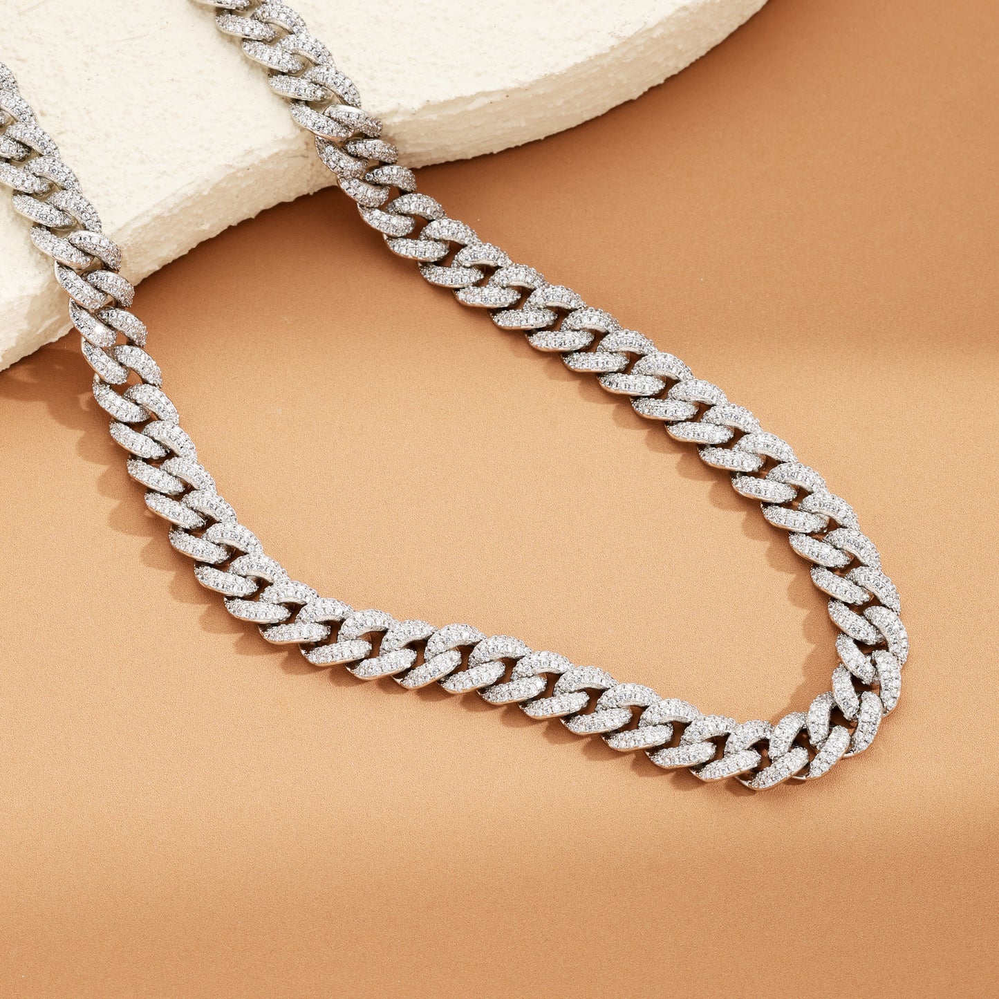 9MM Ice Out Cuban Link Chain White Gold