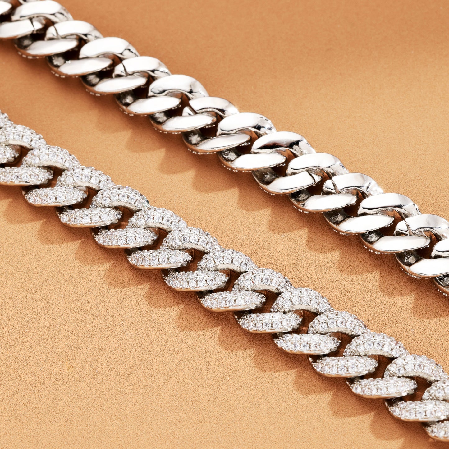 9MM Ice Out Cuban Link Chain White Gold