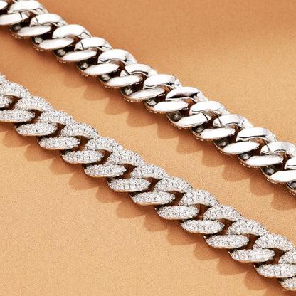 9MM Ice Out Cuban Link Chain White Gold