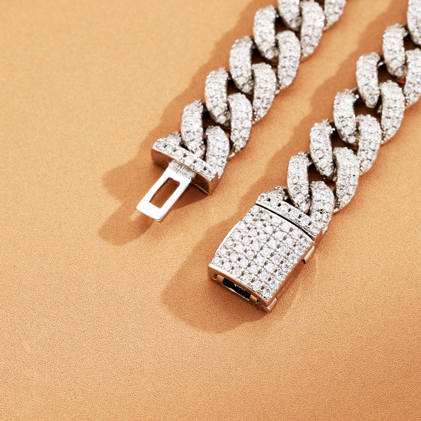 9MM Ice Out Cuban Link Chain White Gold