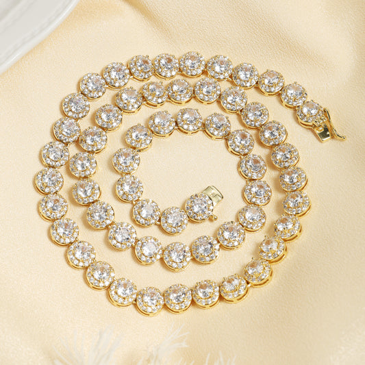 8mm Iced Out  Round Cluster Chain