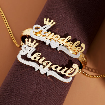 Crown Custom Name Bracelet and Necklace Set
