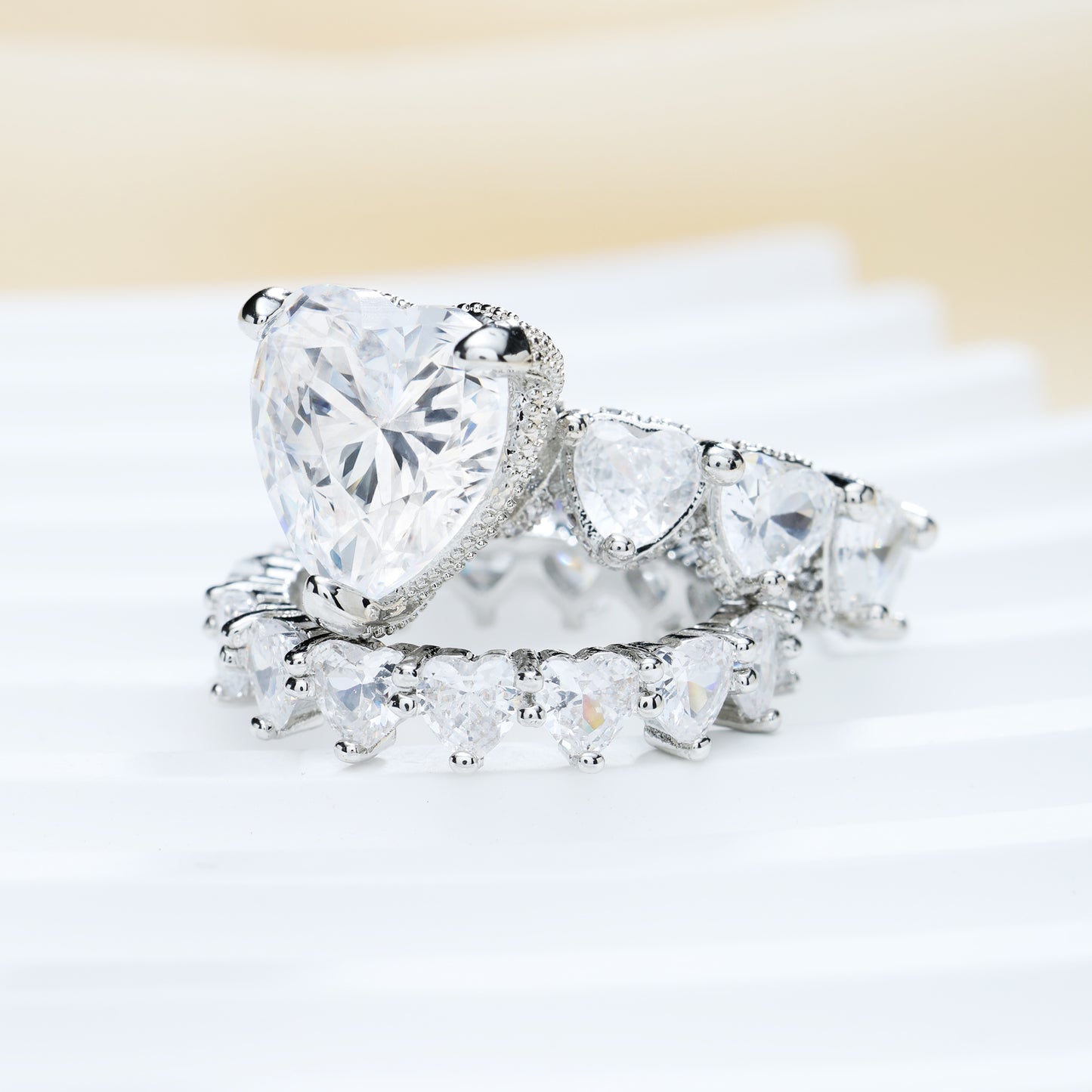 Two-Piece New Heart Ring Set