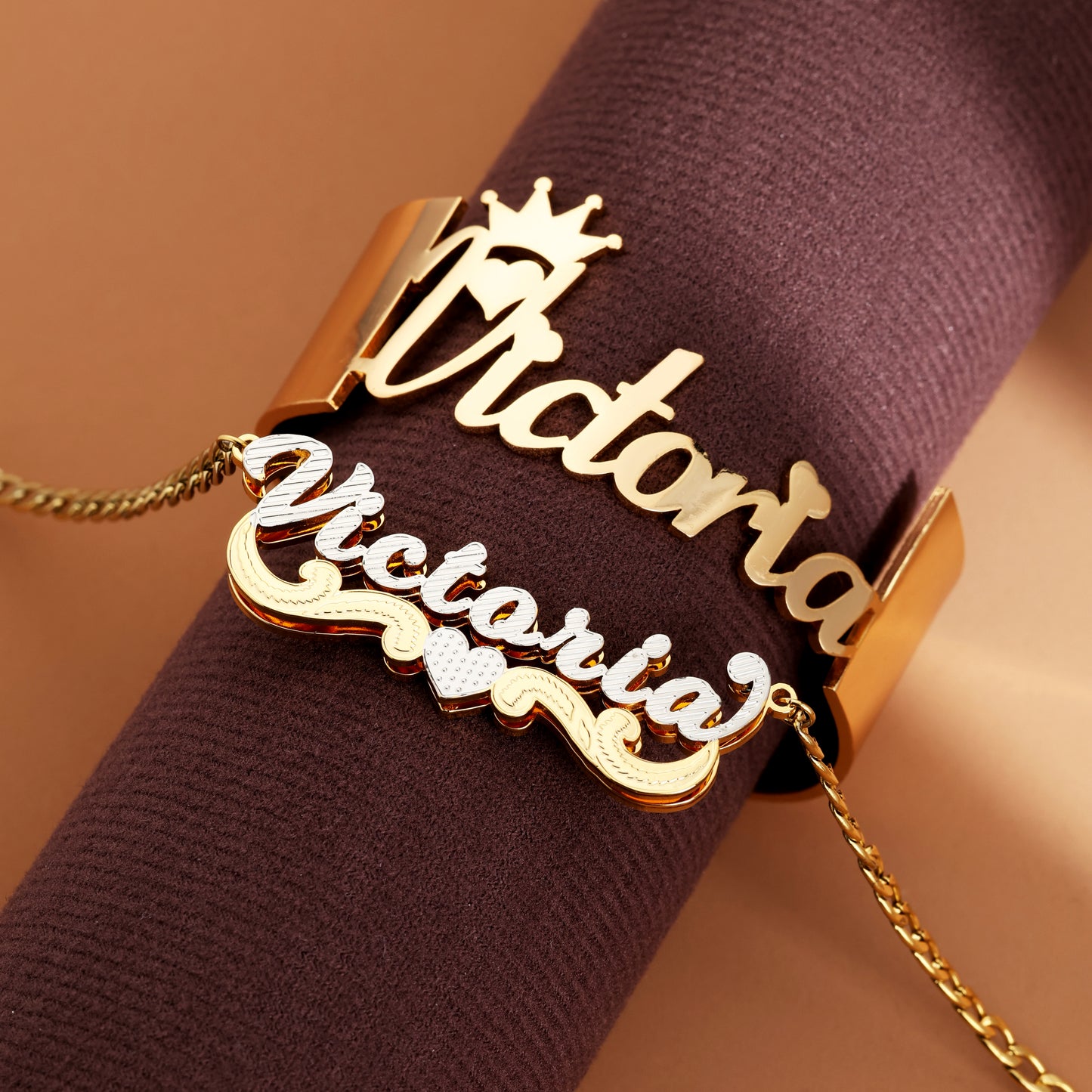 Crown Custom Name Bracelet and Necklace Set