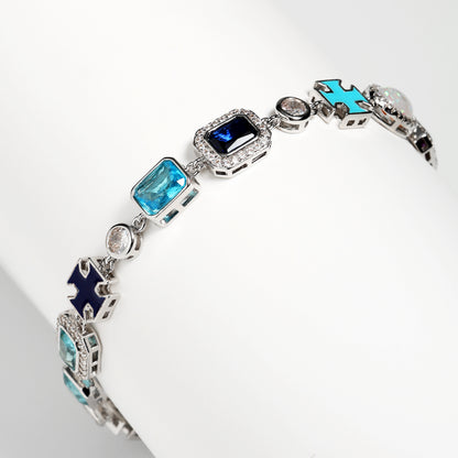 Blue Multi Gemstone Motif Bracelet