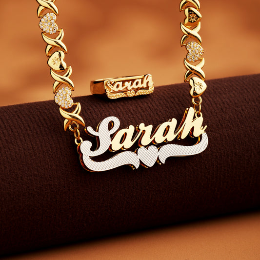 Classic Heart Custom Name Ring and Necklace