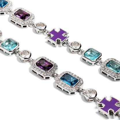 Blue Multi Gemstone Motif Necklace