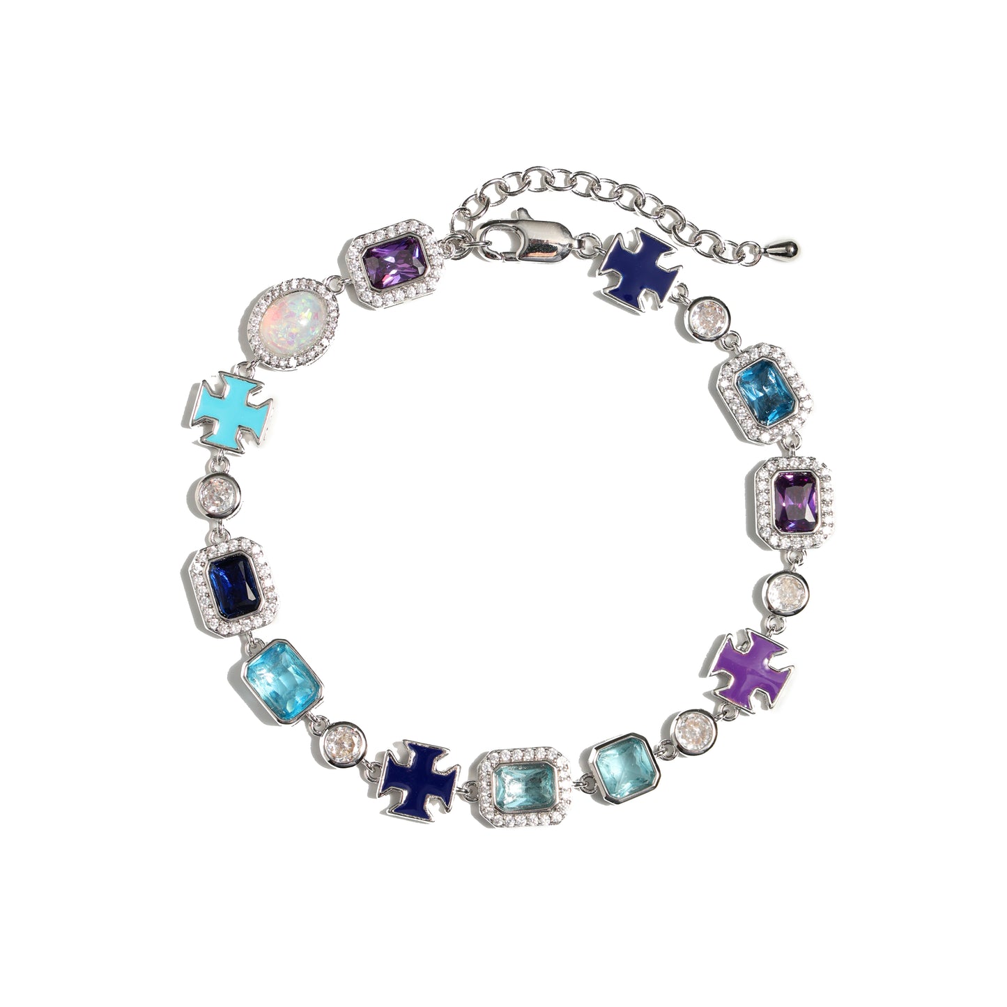 Blue Multi Gemstone Motif Necklace