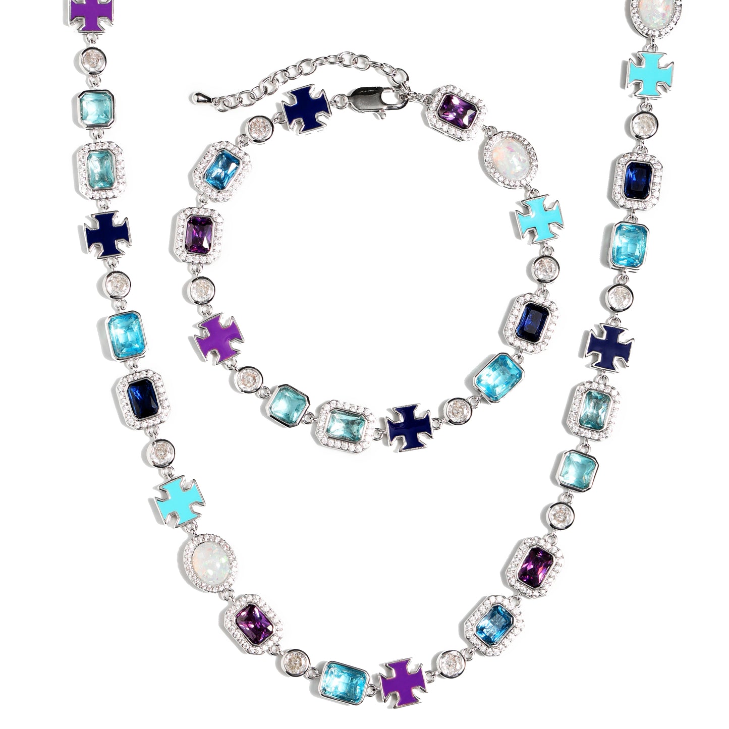 Blue Multi Gemstone Motif Bracelet