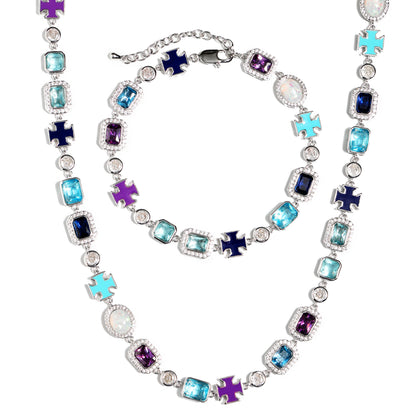 Blue Multi Gemstone Motif Bracelet