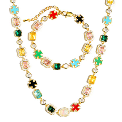 Multicolor Gemstone Motif Bracelet