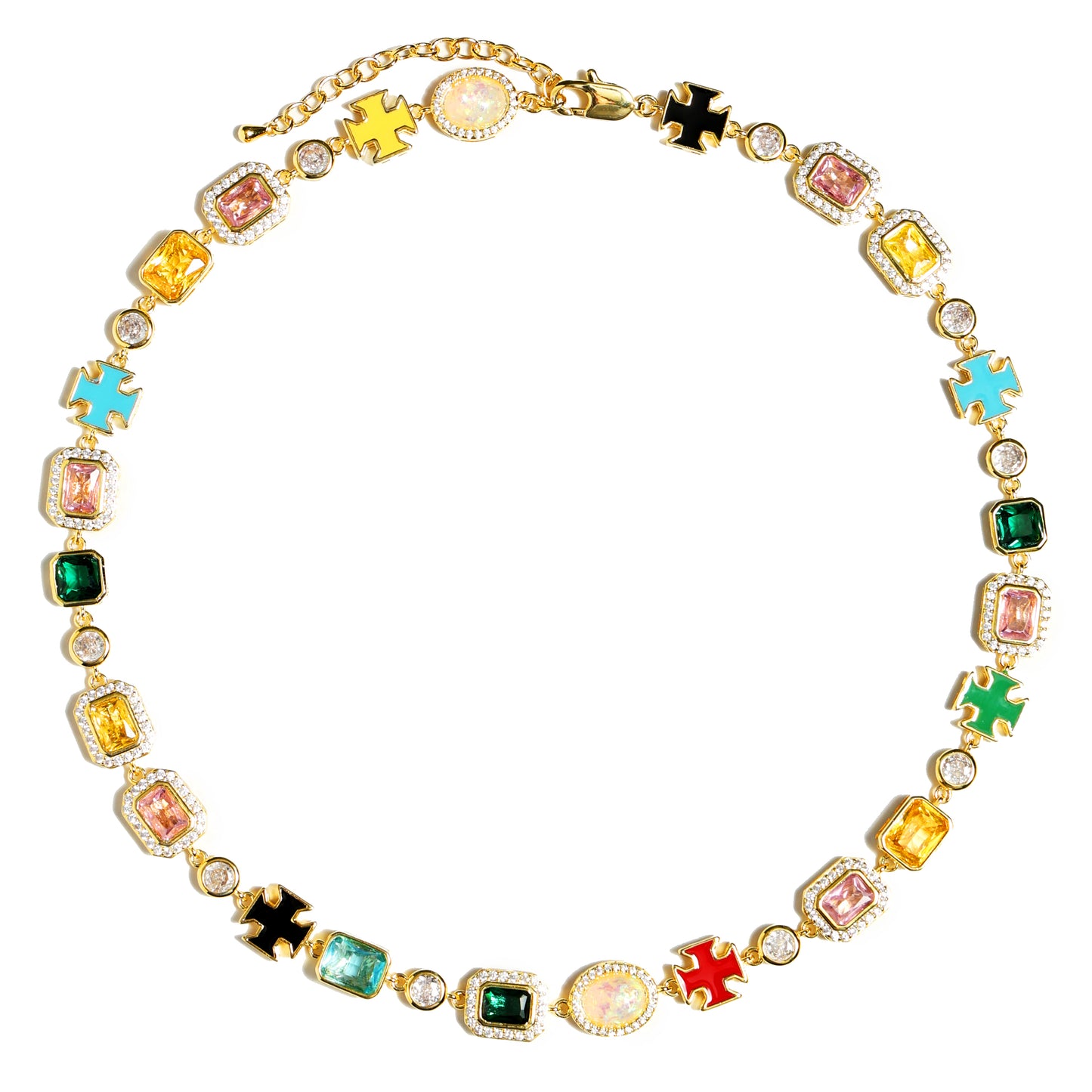 Multi Gemstone Motif Necklace
