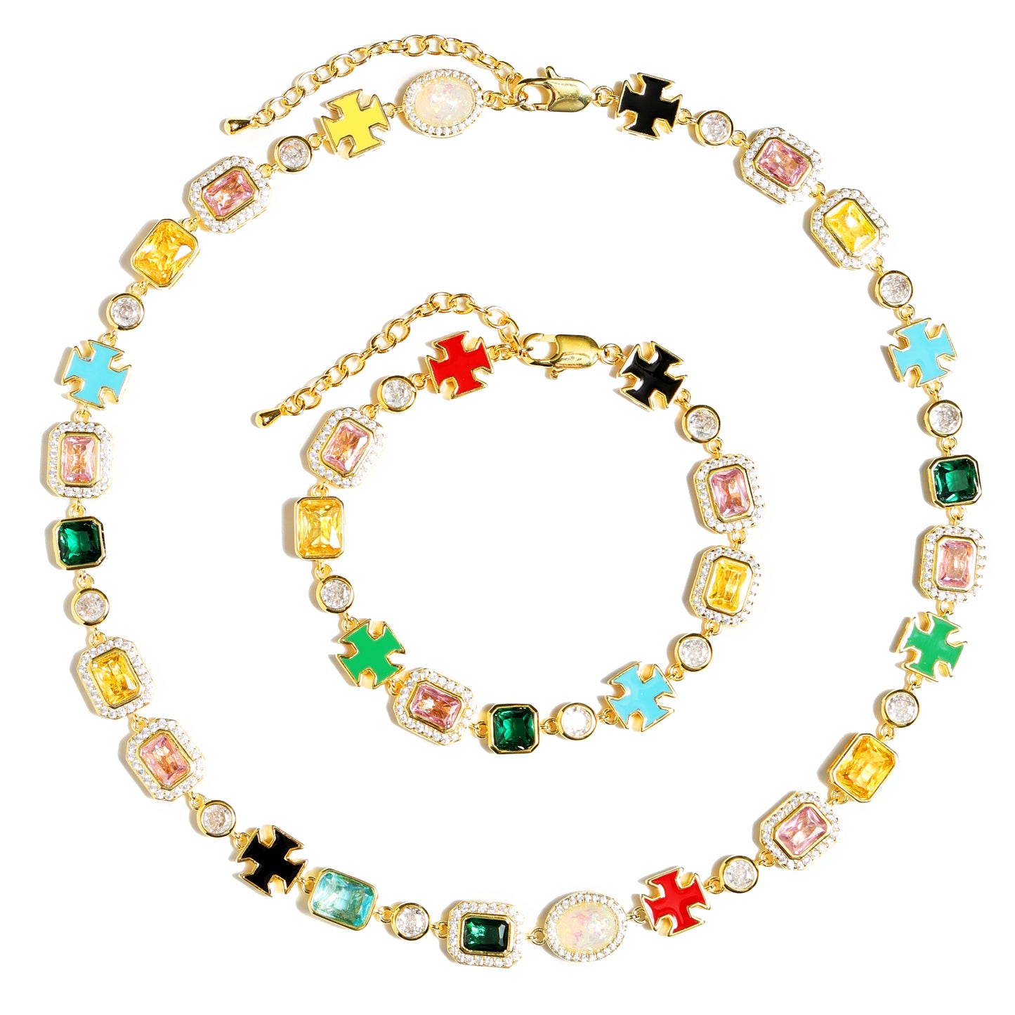 Multi Gemstone Motif Necklace