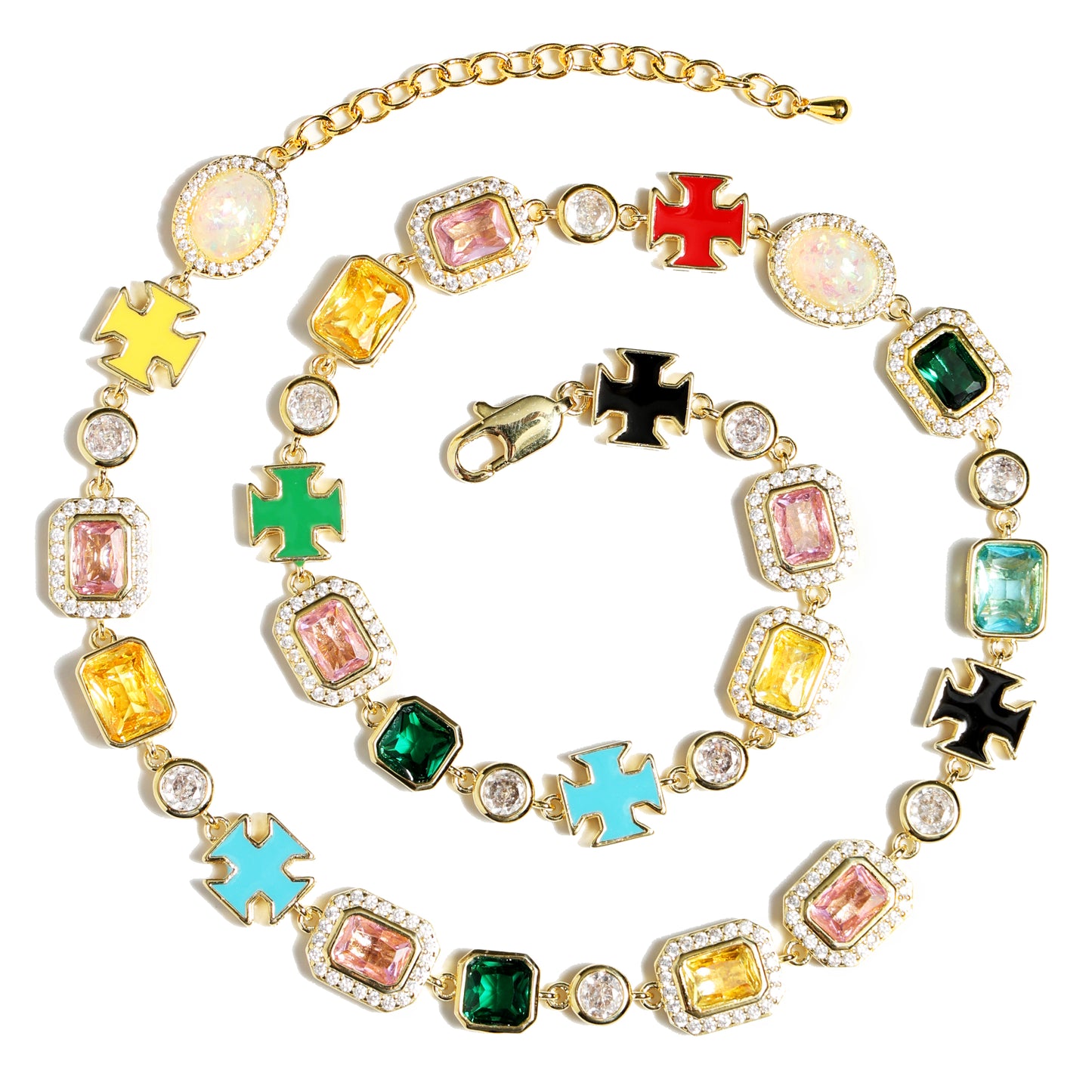 Multicolor Gemstone Motif Bracelet