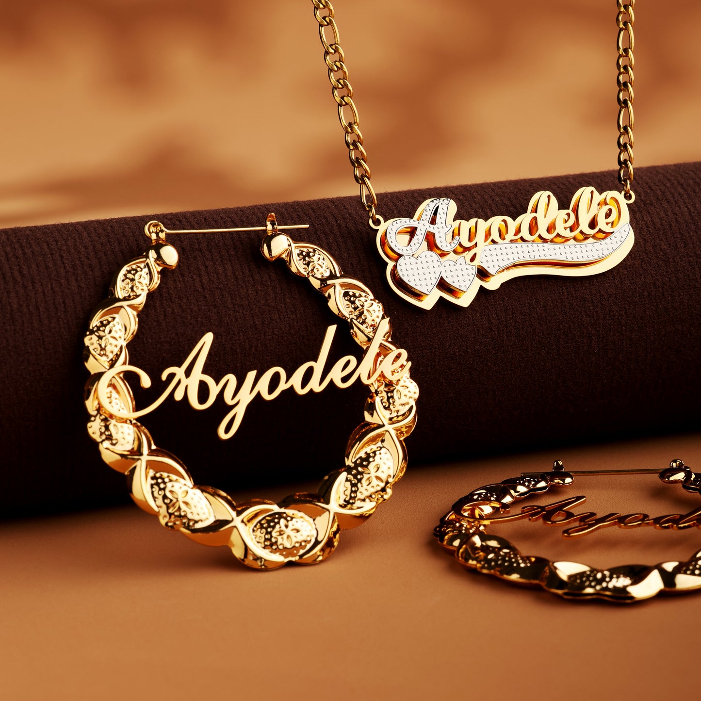 Customized Letter Necklace and Earring Set
