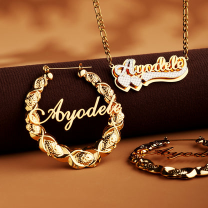 Customized Letter Necklace and Earring Set