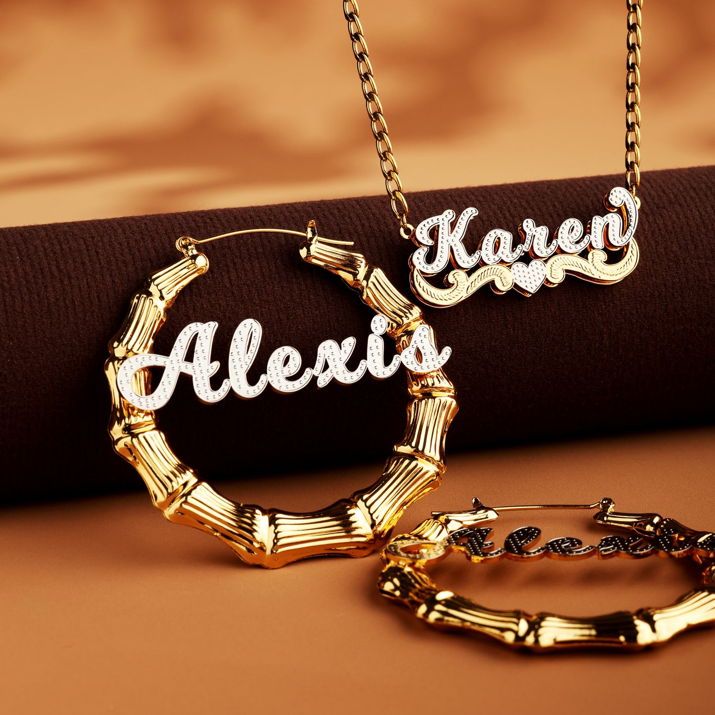Serene Bamboo Hearts Custom Jewelry Set