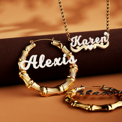 Serene Bamboo Hearts Custom Jewelry Set
