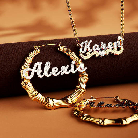 Serene Bamboo Hearts Custom Jewelry Set