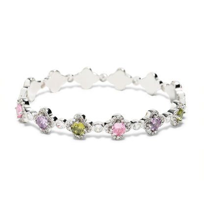 Multi Color CZ Motif Gemstone Bracelet