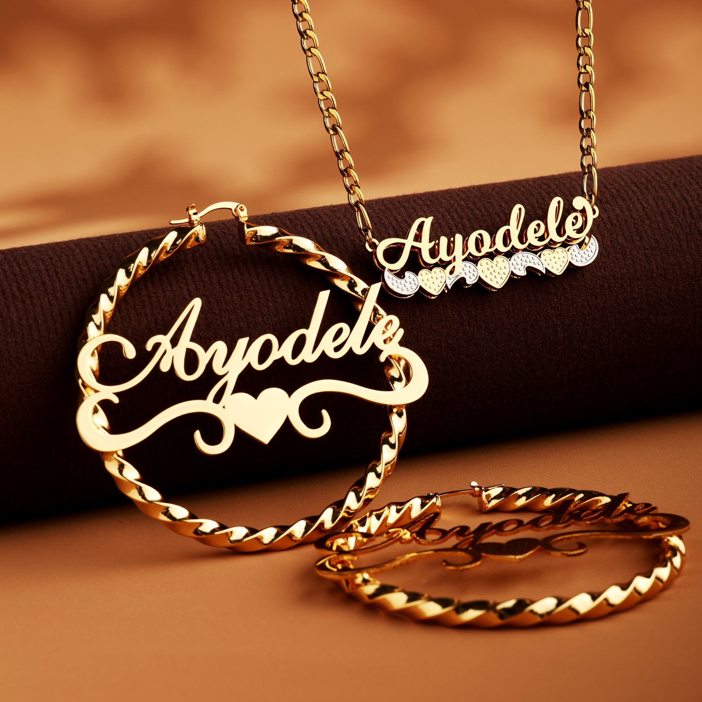 Twisted Heart Custom Name Jewelry Set