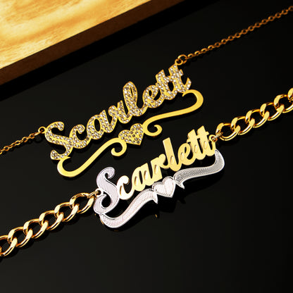 Double Plated Name Necklace and Bracelet Set