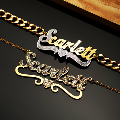 Double Plated Name Necklace and Bracelet Set