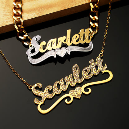 Double Plated Name Necklace and Bracelet Set