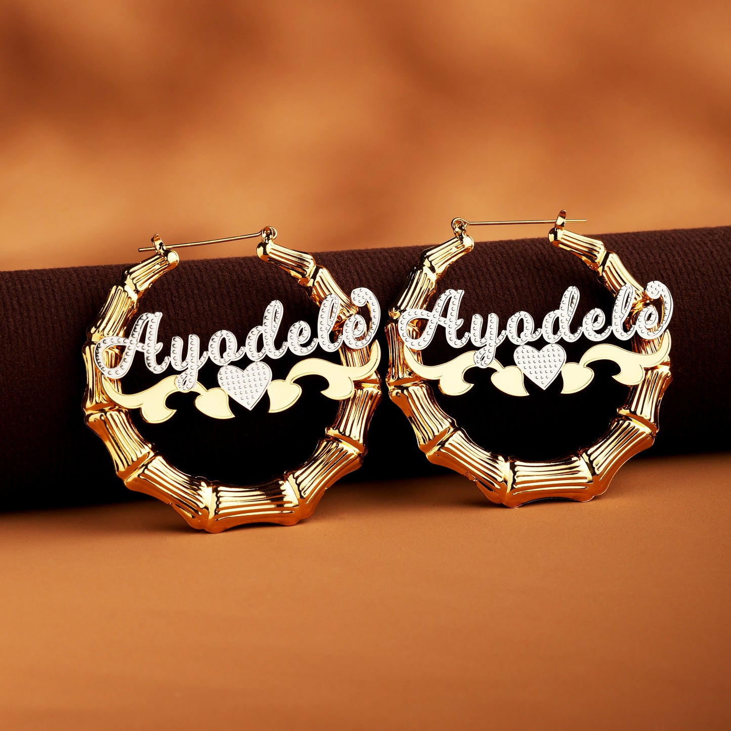 Bamboo Hoop Name Earrings