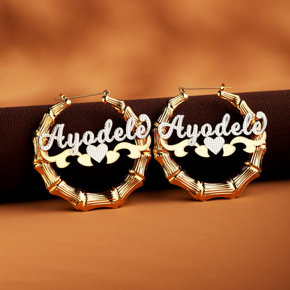 Bamboo Hoop Name Earrings