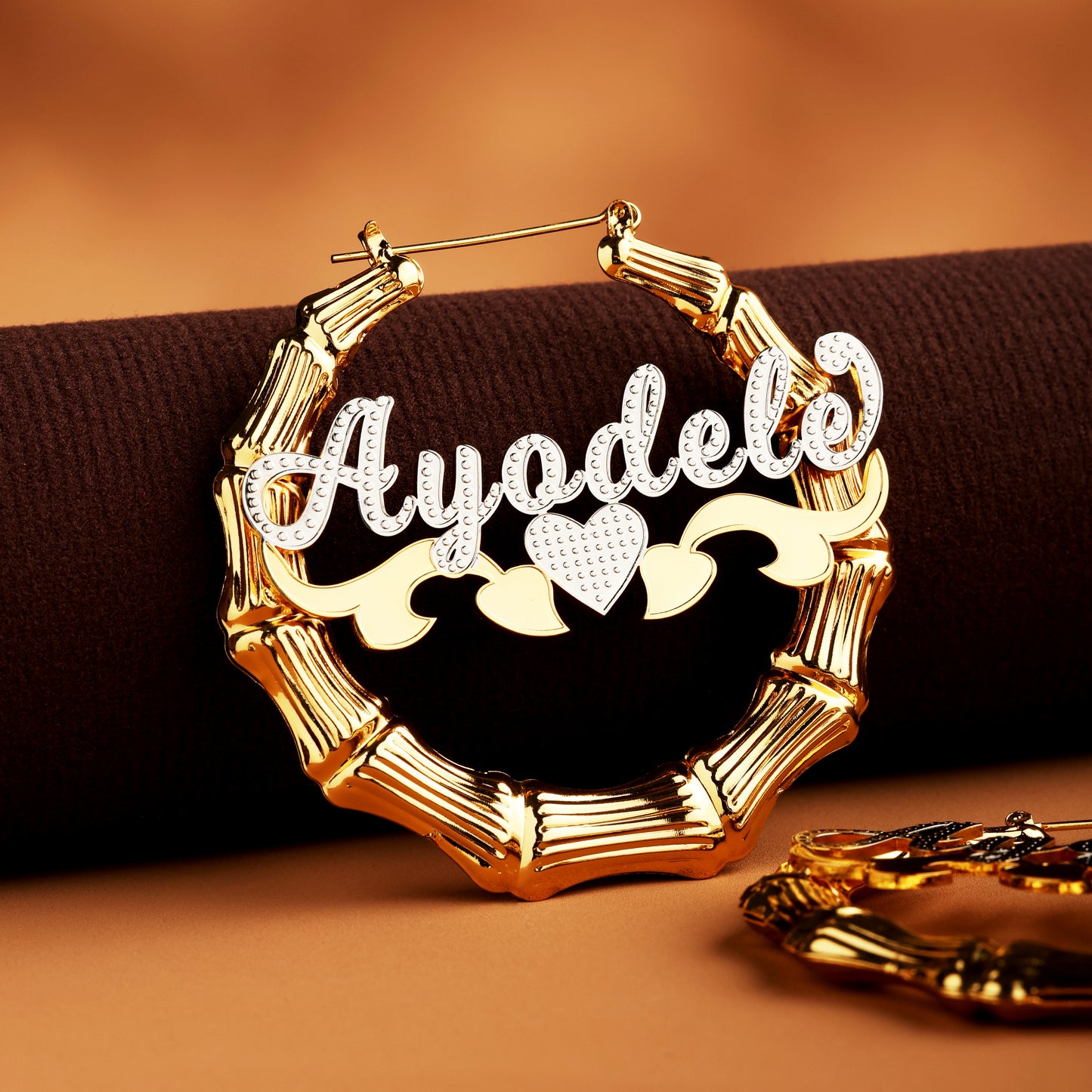 Bamboo Hoop Name Earrings