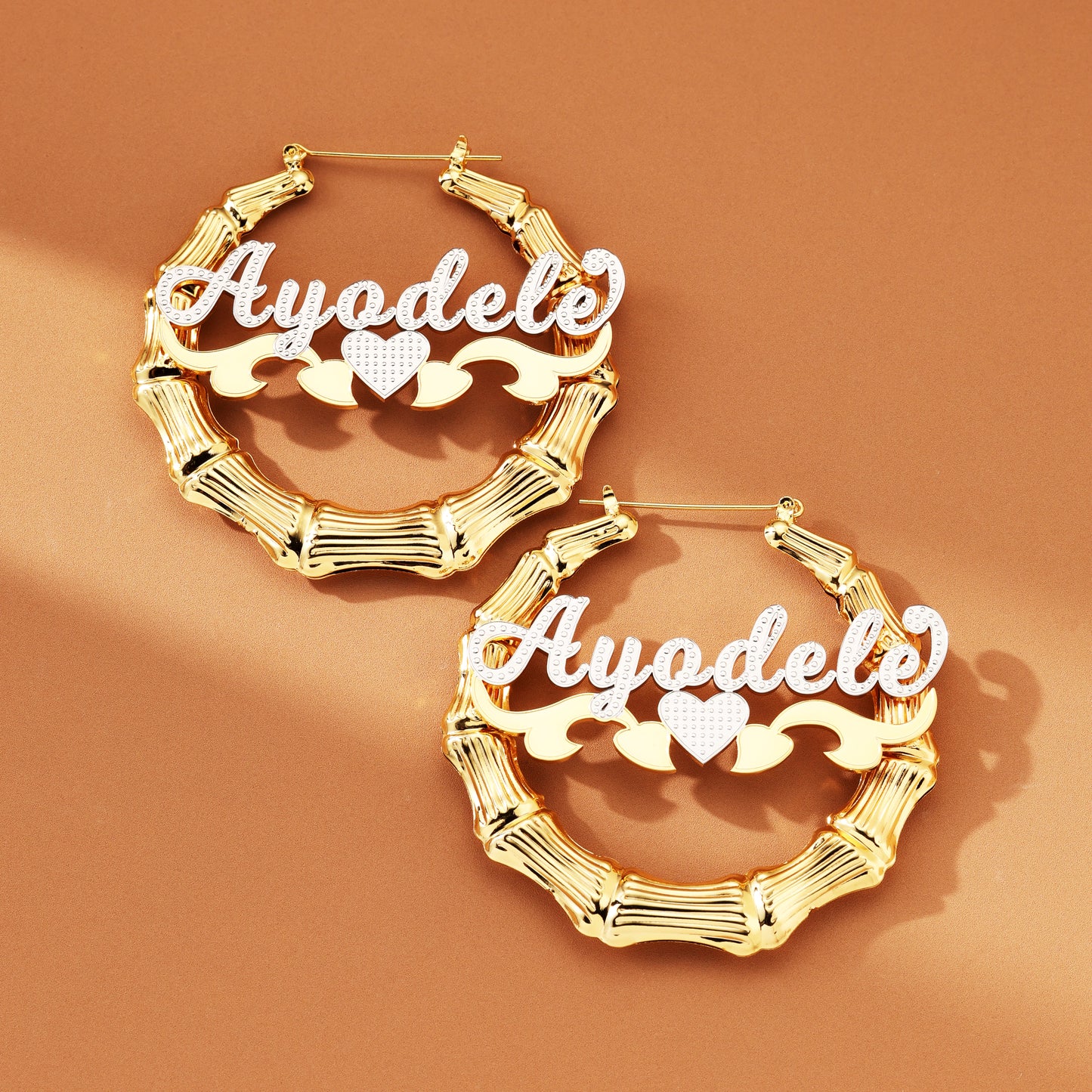 Bamboo Hoop Name Earrings