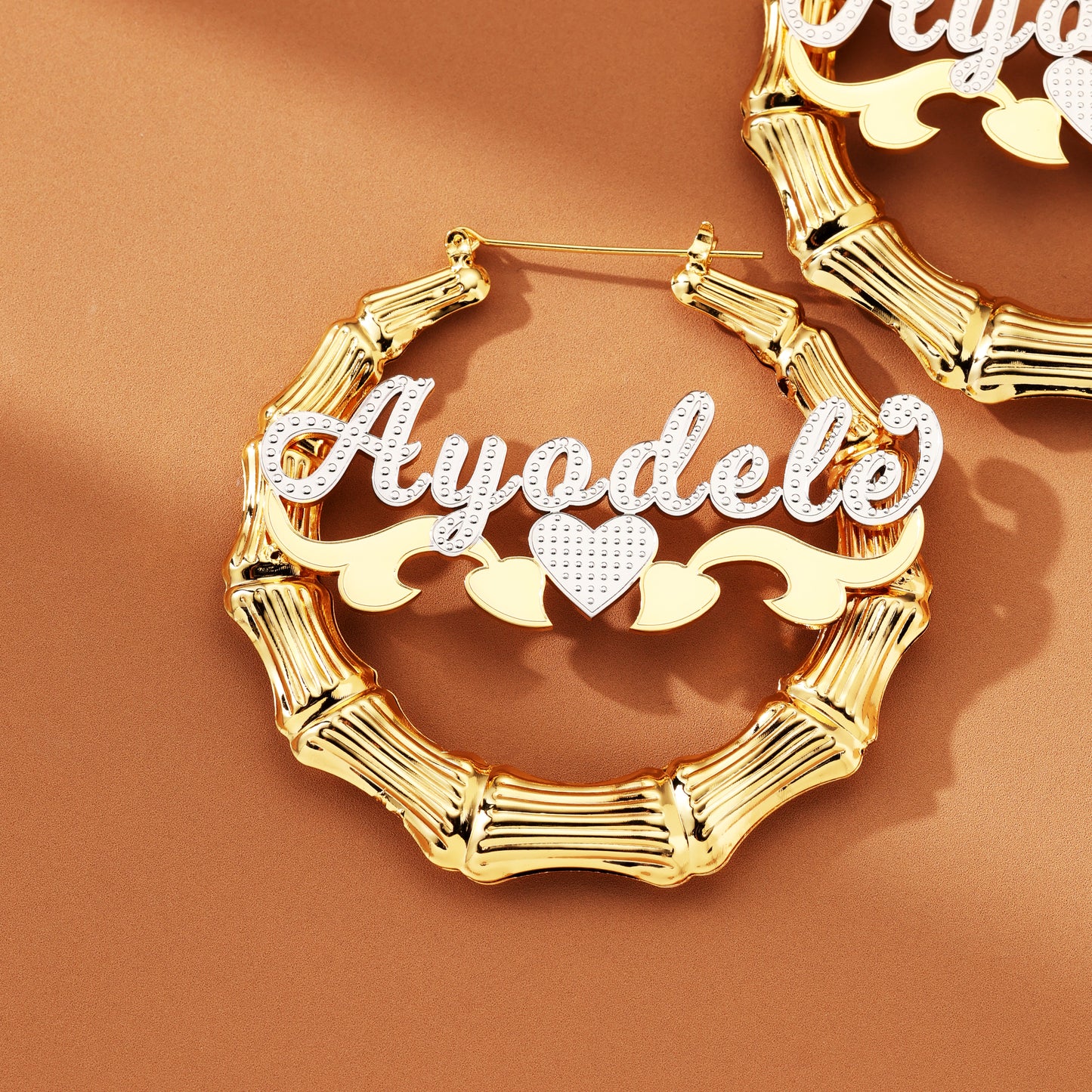Bamboo Hoop Name Earrings