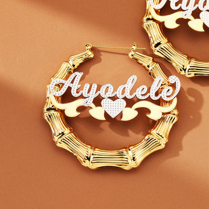 Bamboo Hoop Name Earrings