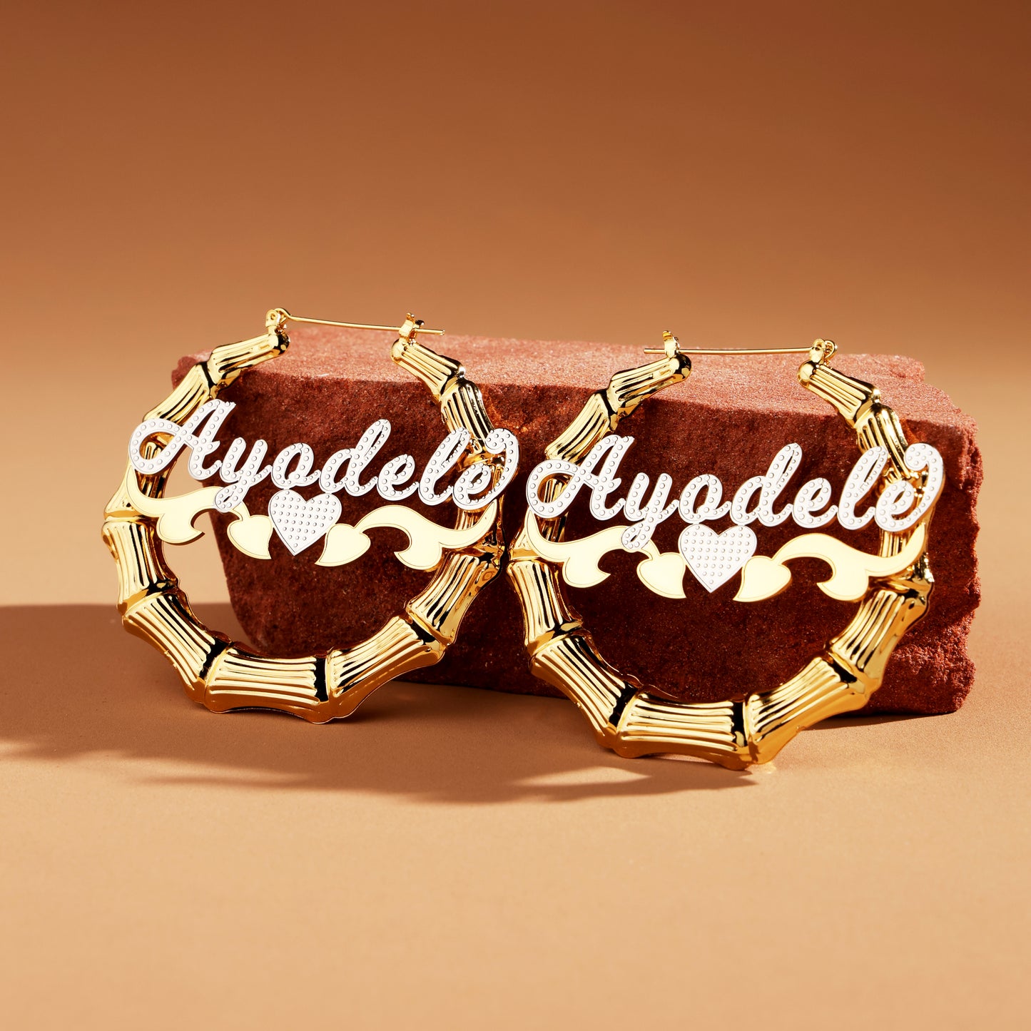 Bamboo Hoop Name Earrings