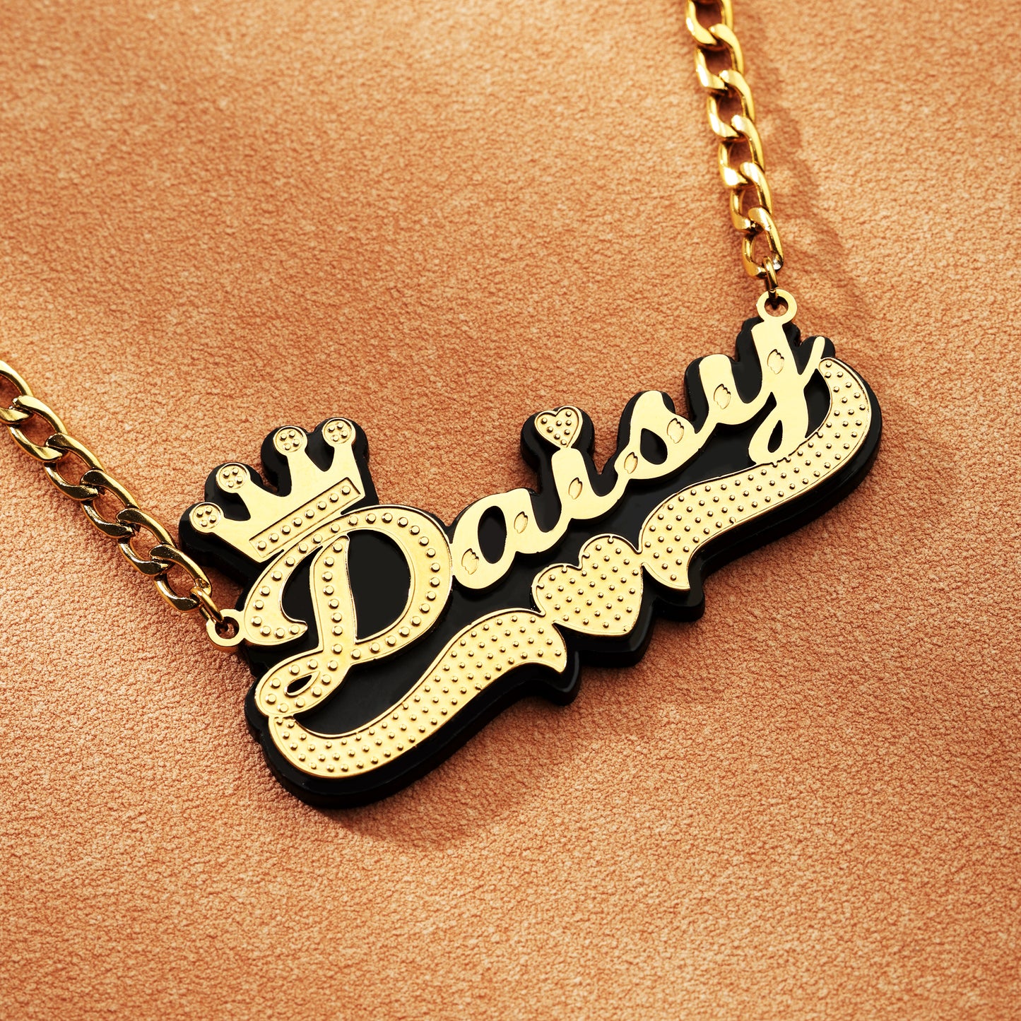 Double Plated Crown Name Necklace