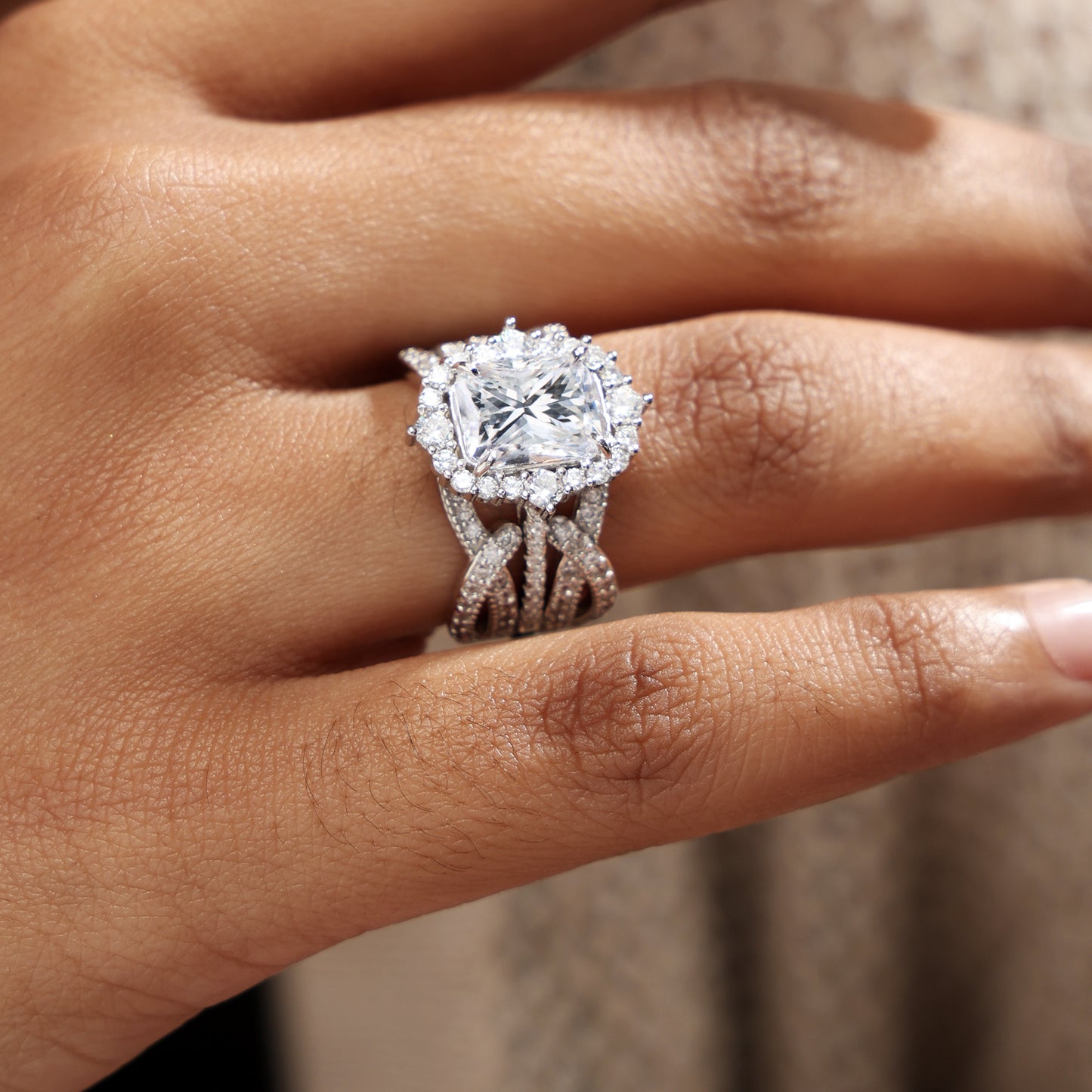 Vintage Halo Radiant Cut Insert Ring