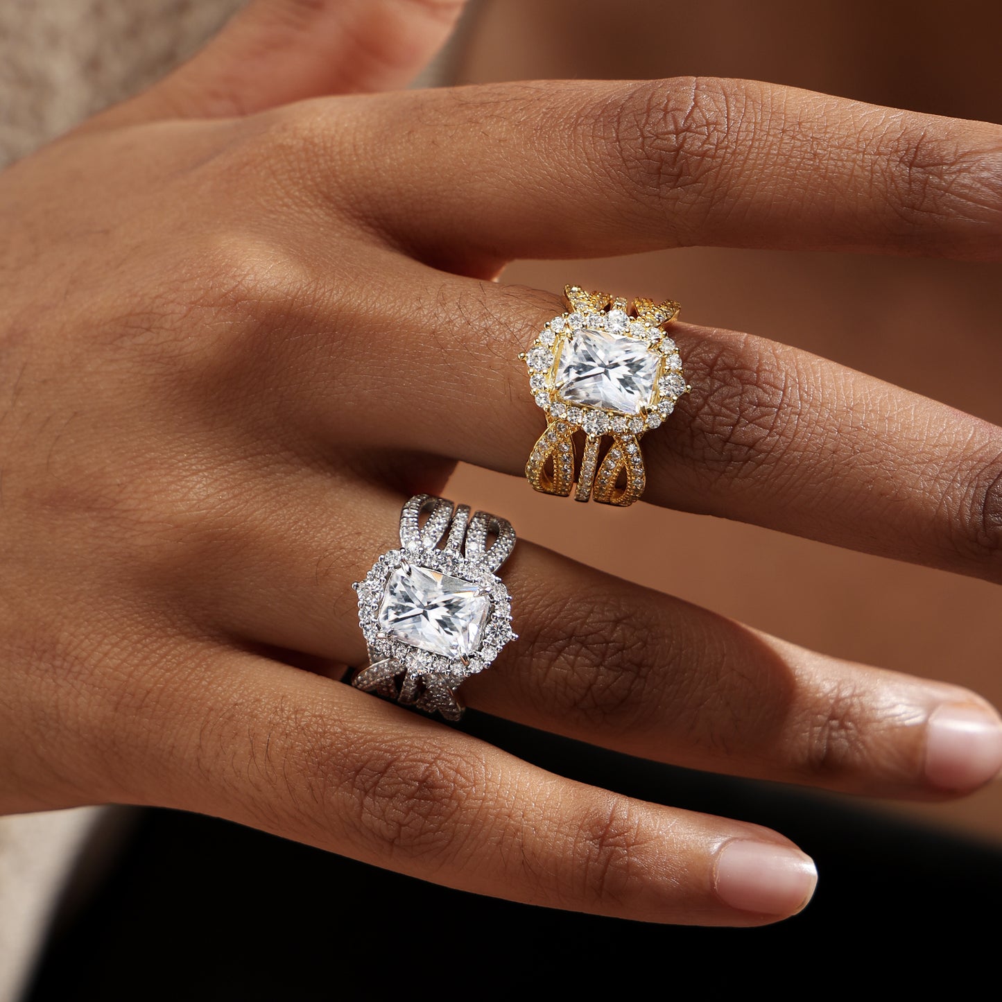 Vintage Halo Radiant Cut Insert Ring