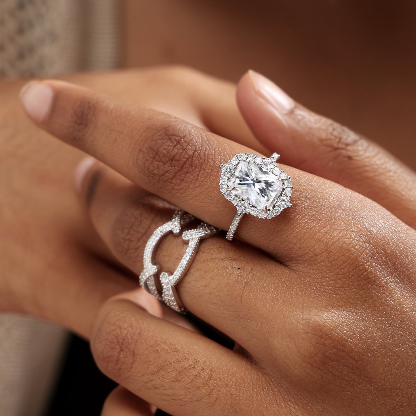 Vintage Halo Radiant Cut Insert Ring