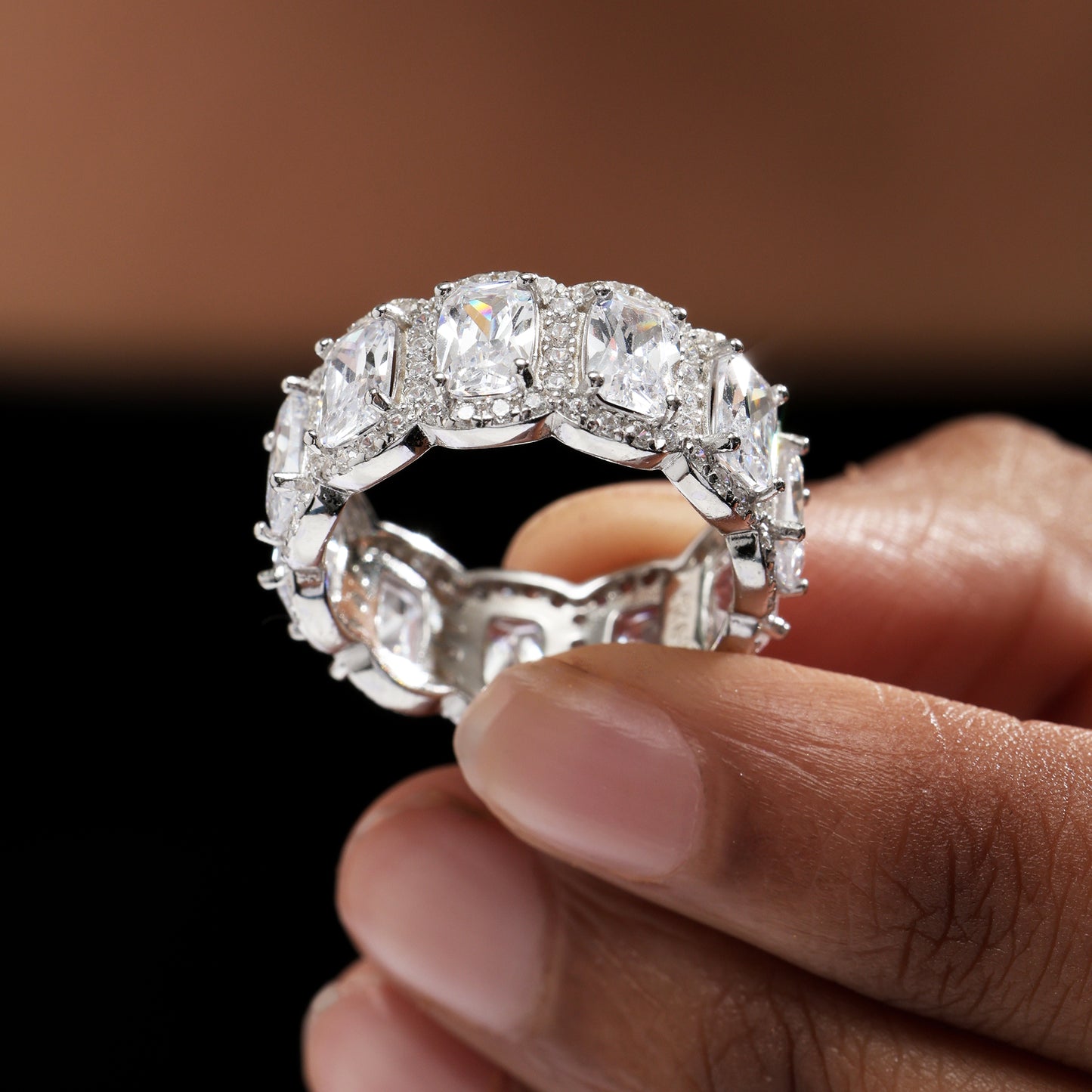 Luxurious Cushion Cut 5 Pieces Ring Set