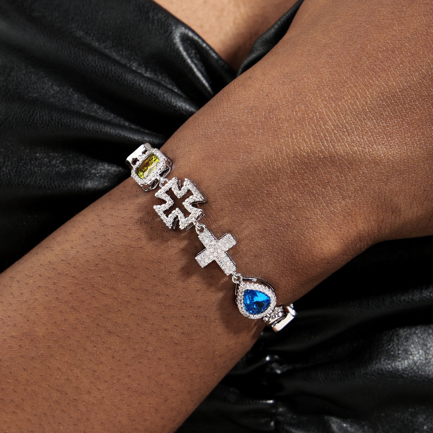 Multi Gemstone & Cross Necklace